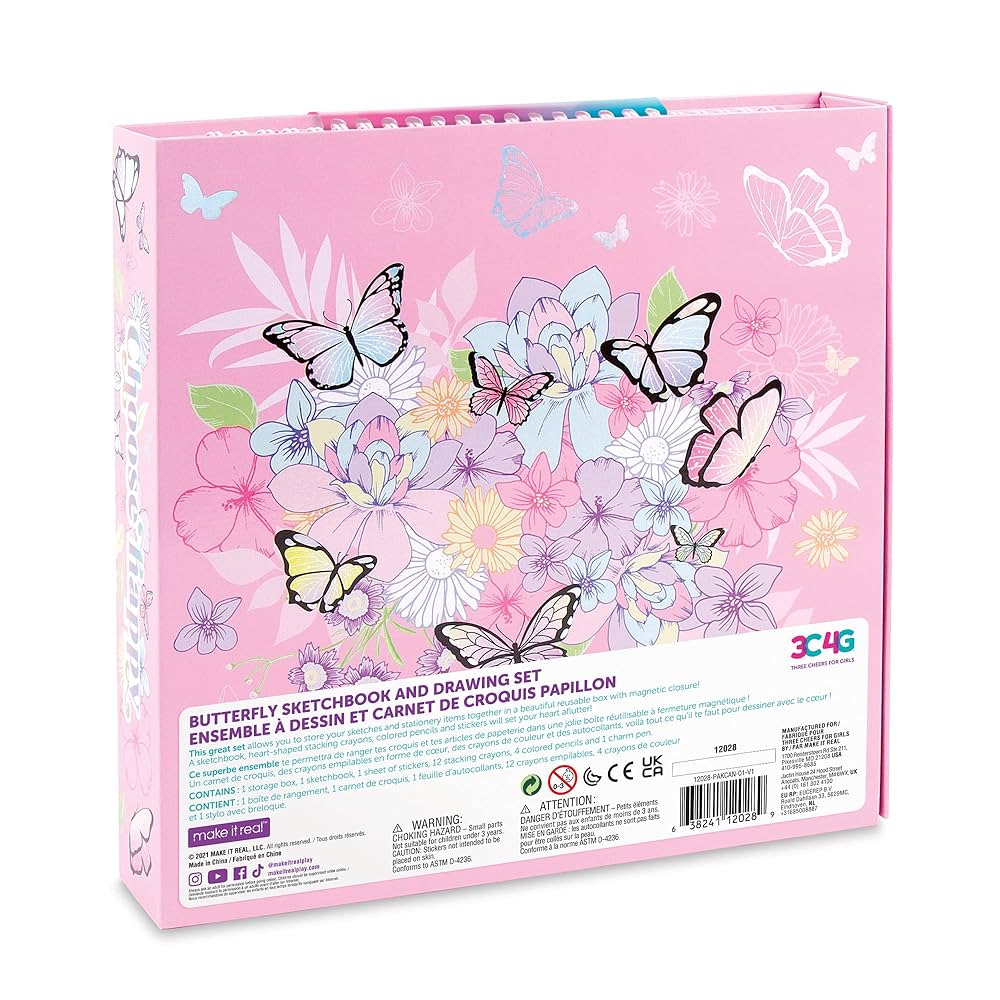 Amazon.com: 3C4G Butterfly Sketchbook & Drawing Kit - Art